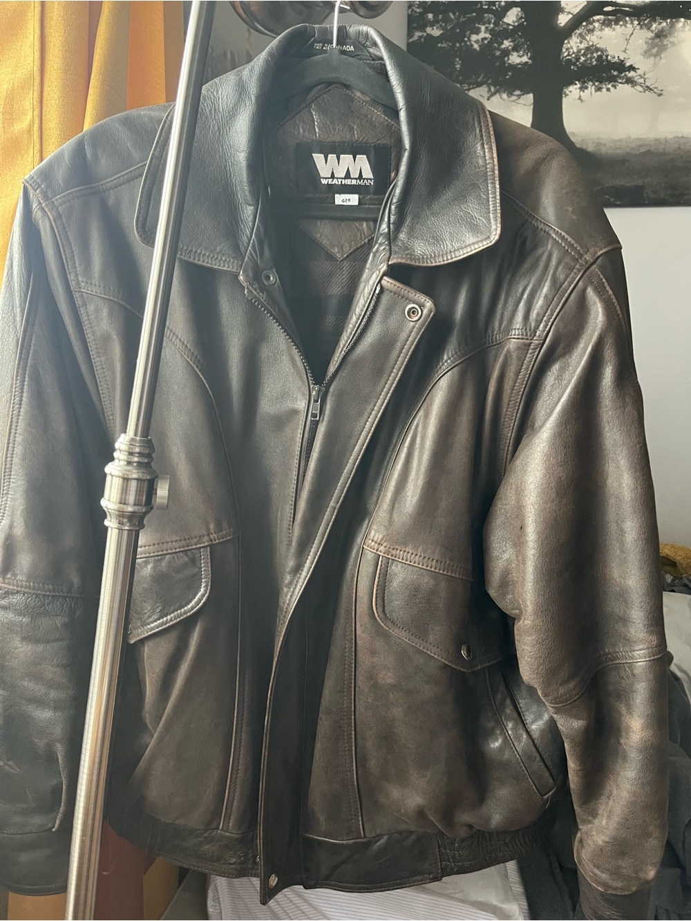 Men’s Dark Brown Leather Bomber Jacket